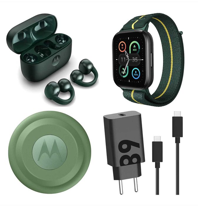 Pachet Motorola: Moto Buds Loop + Moto Watch + Moto Tag + Charger 68W