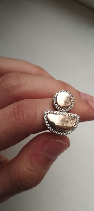 Роскошный комплект серьги и кольцо из серебра с позолотой