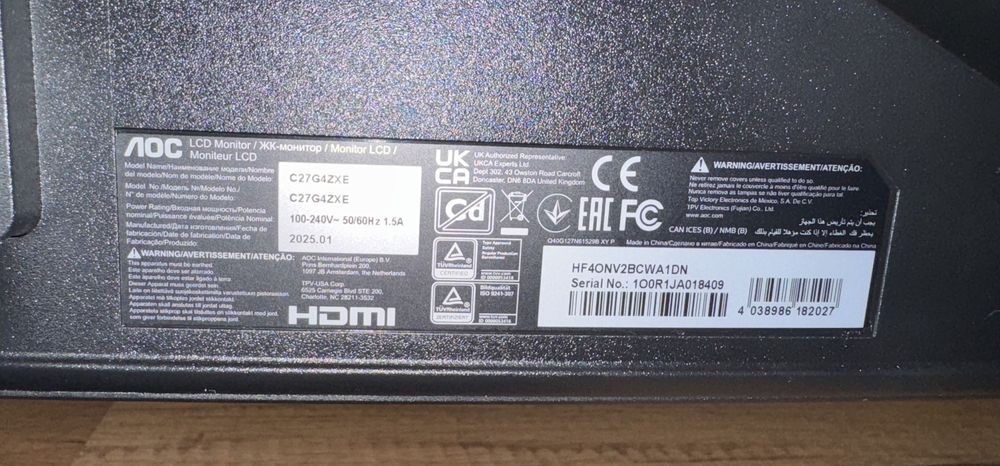 AOC C27G4ZXE – 27” Gaming монитор, счупена матрица, в гаранция
