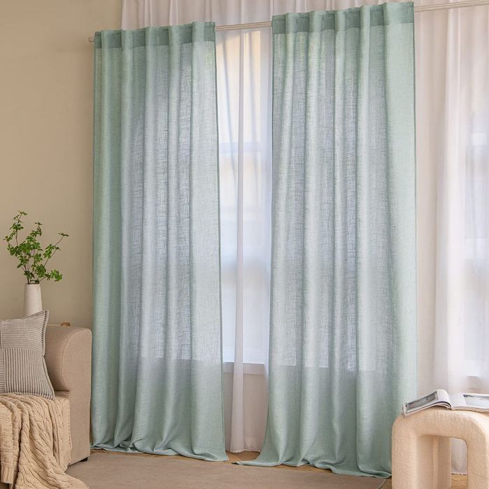 Set 2 Perdele Voal Aspect In Turcoaz 225x140 Semiopace*