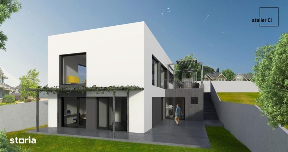 Vilă nouă design mediteranean, proiect deosebit și panoramă- 285.000 E