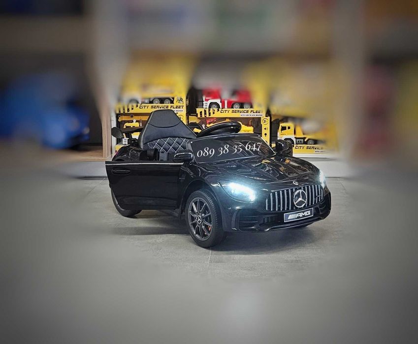 ТОП ЦЕНА!НОВО!Акумулаторна кола Mercedes GTR с МЕКИ ГУМИ,12V батерия,кожена седалка,дистанционно управление