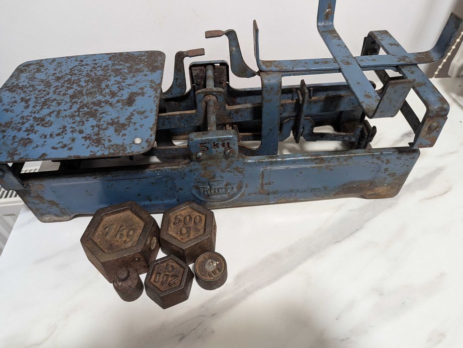 Cantar, Balanta veche, functionala,cu greutati an 1930, decor vintage