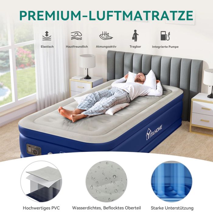 Saltea gonflabila cu pompa 46 cm inaltime