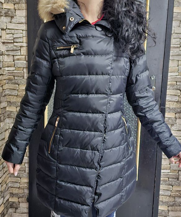 Дамско елегантно яке с естествен пух