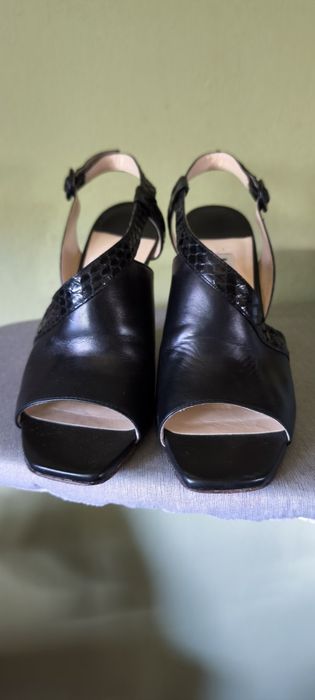 Sandale negre din piele La Fenice Venezia