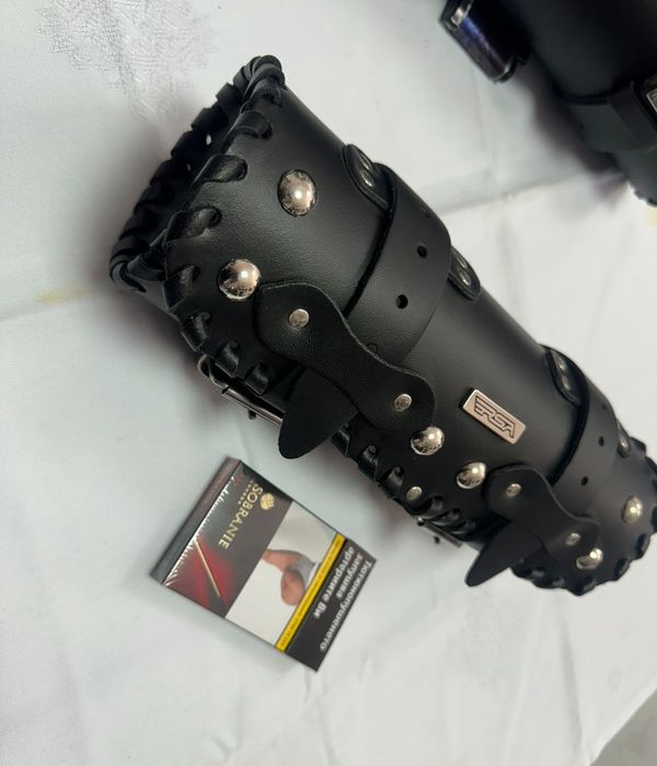 НОВА чанта / цилиндър от естествена кожа за мотор / чопър Тип «буре»