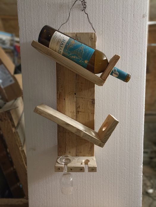 Suport sticle vin rustic artizanal