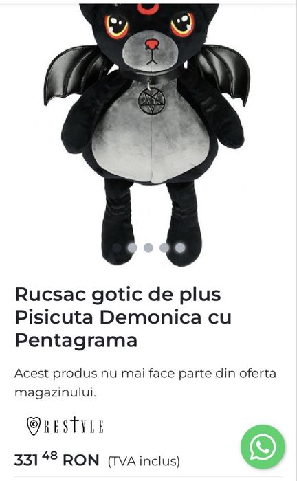Rucsac gotic de pluș,Pisica demonica