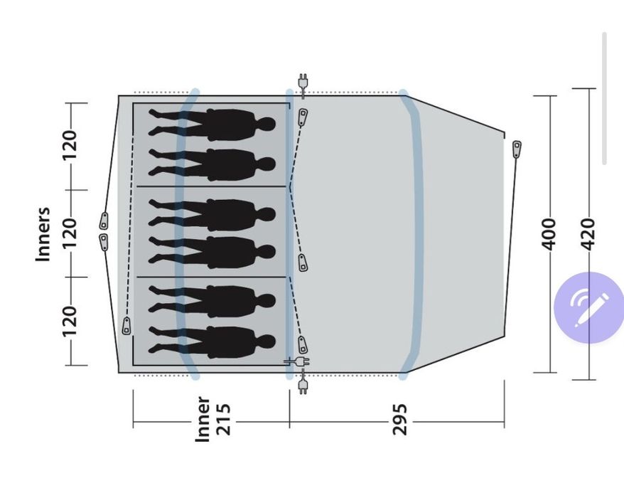 Палатка надуваеми рейки 6 местна  Outwell Starhill 6A