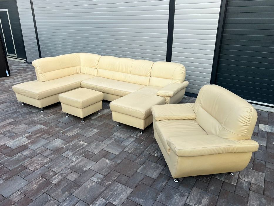 Coltar Sufragerie Piele naturala inclus Taburet si fotoliu