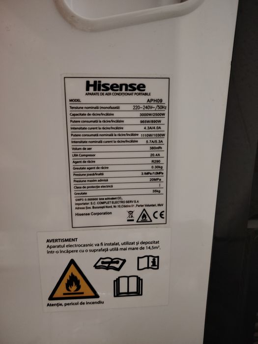 Vand aer conditionat portabil HISENSE APH09