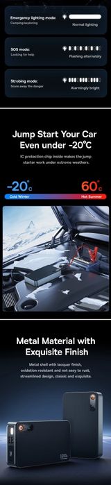 Baseus Пусковое Устройство 1200A с дизельным 8L/бензиновым 2.5L