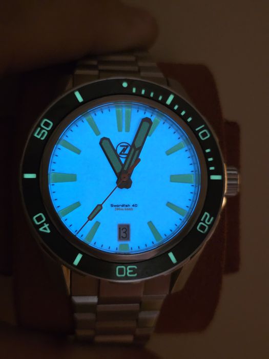 Zelos Swordfish 40mm SS Frost Full Lume