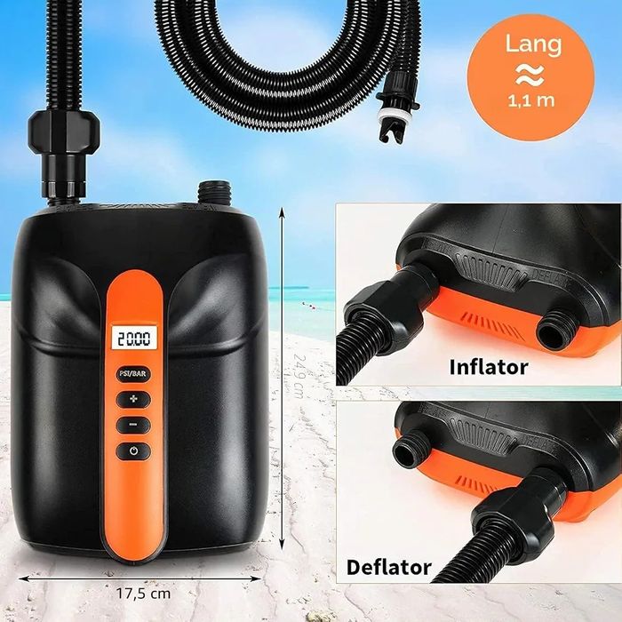 Електрическа SUP помпа Ruitx 20 PSI, 12V, двустепенна с LCD дисплей