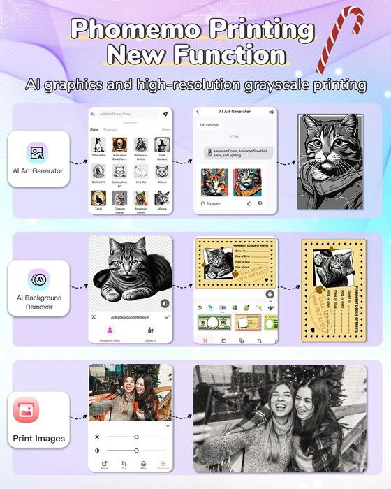 Принтер Phomemo P2S, мини термален принтер за смартфон, Bluetooth