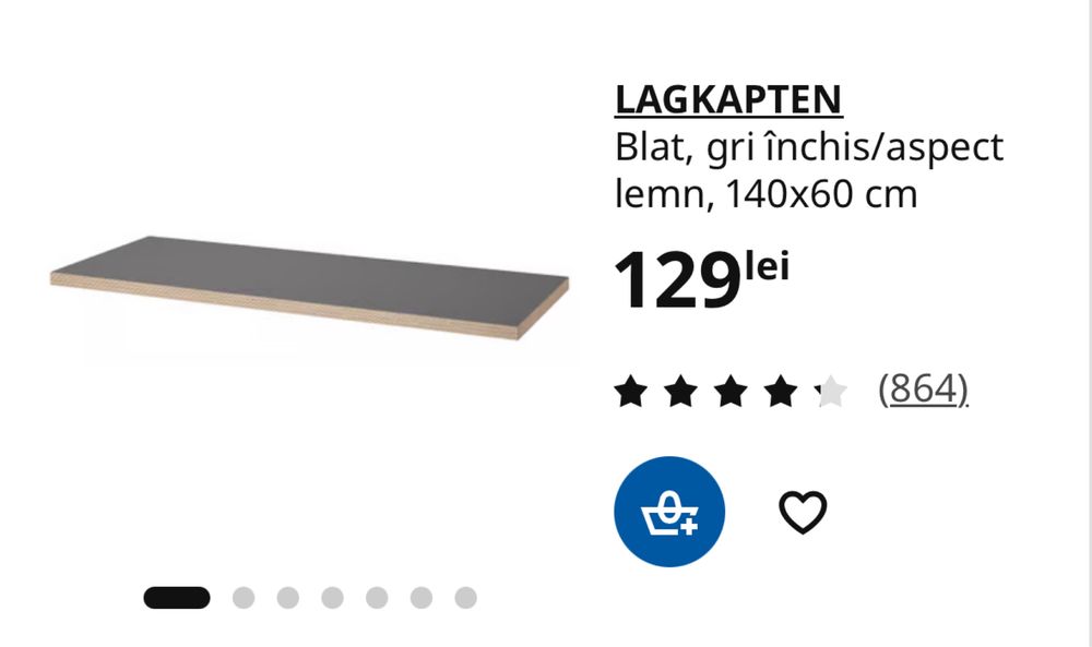 Masa/Birou cu roata/roti IKEA lagkapten 140x60 gri