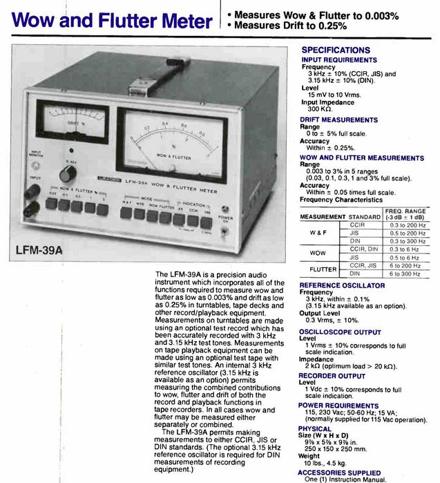 Leader LFM-39A (W&F meter)