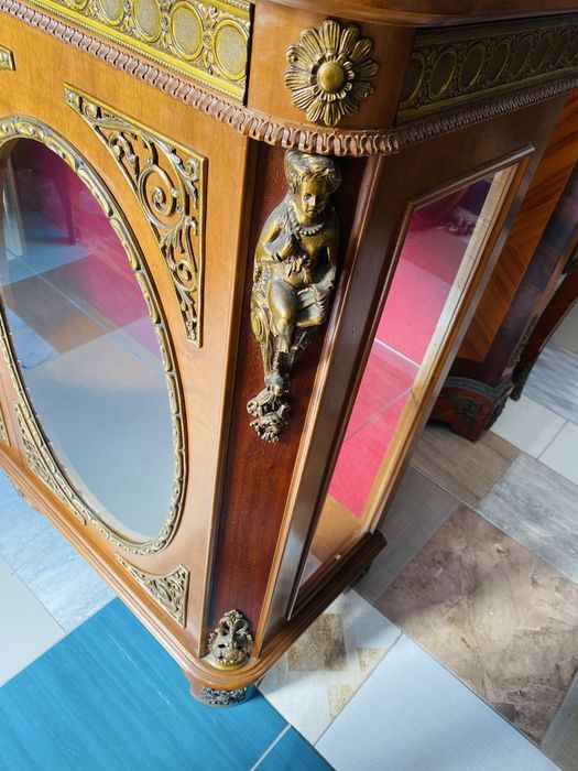 Comoda Vintage Vitrina Marmura Bronz Lemn Masiv