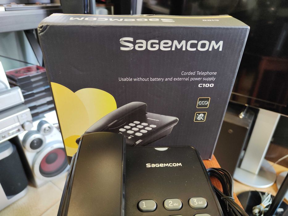 Стационарен телефон Sagemcom C100 Стационарен домашен телефон. НОВ!