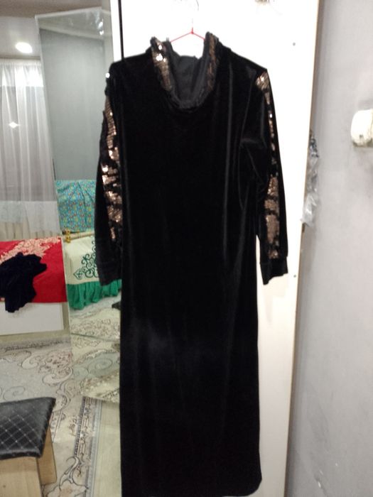 Халат длинный чёрный