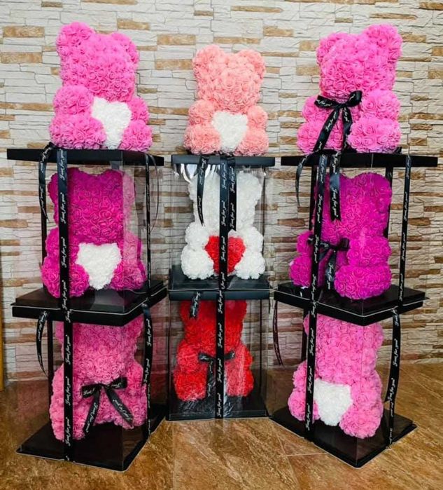 Мече от рози BG Rose Bear, 20см 25см 40 см с кутия