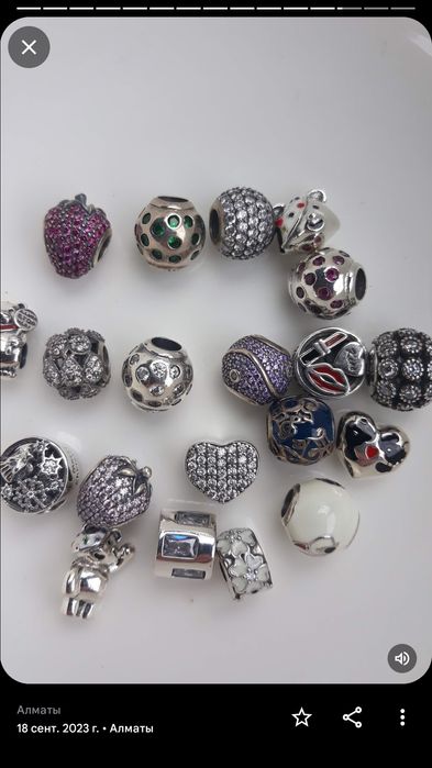 Продам шармики серебро Пандора