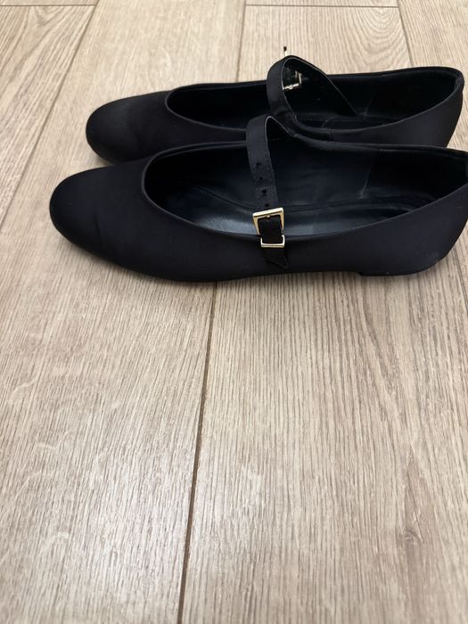 Балетки атласные, H&M, черные, б/у