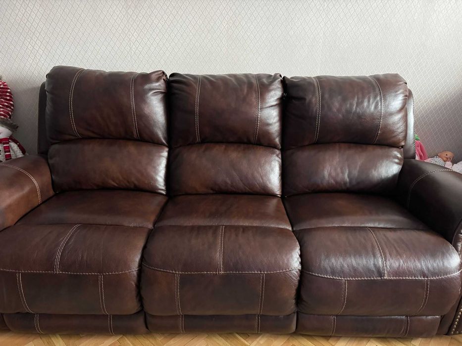 Canapea recliner 3 locuri piele naturala