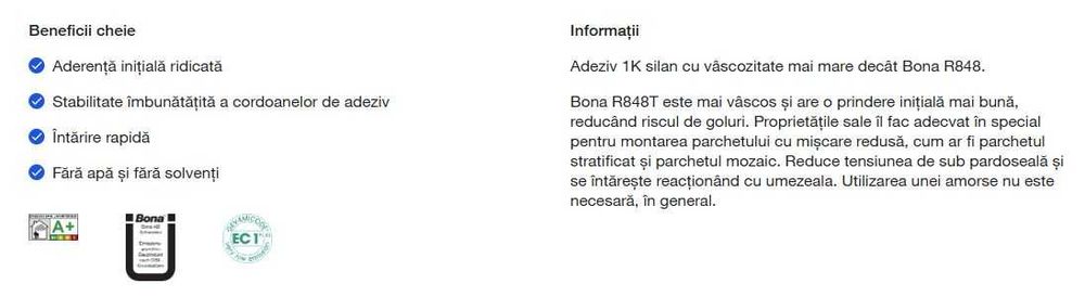Adeziv pentru parchet Bona R848T 15 Kg - 2 galeti