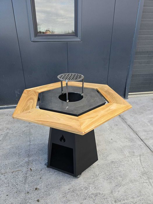 Gratar premium cu plita de 10 mm si blat de stejar