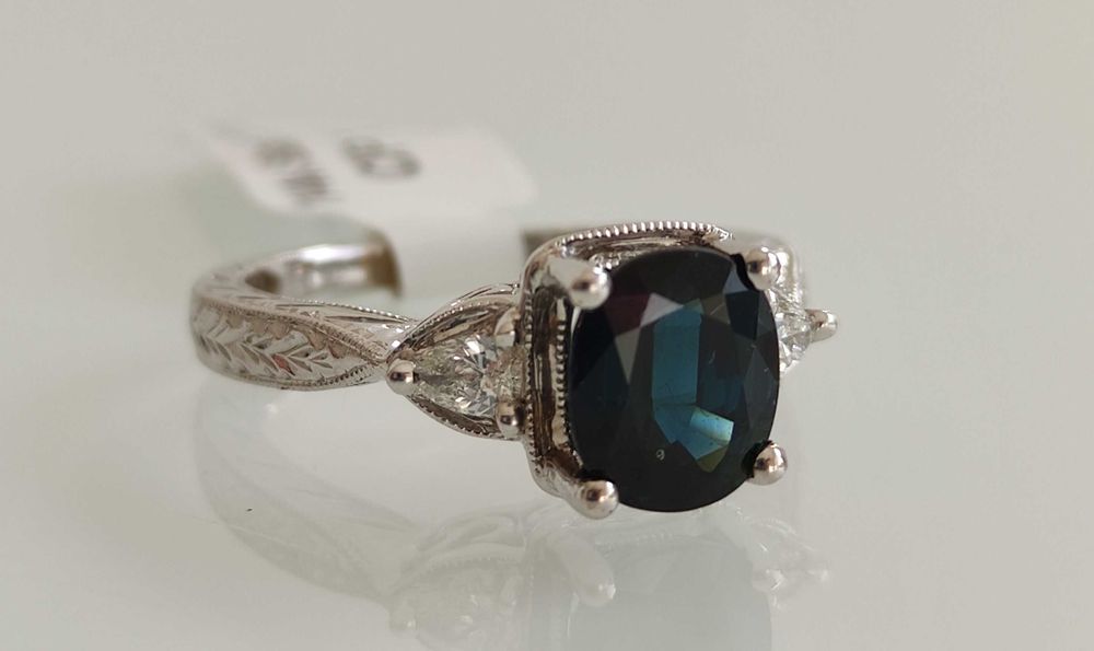 Inel 14k diamante naturale si safir 2.57ct