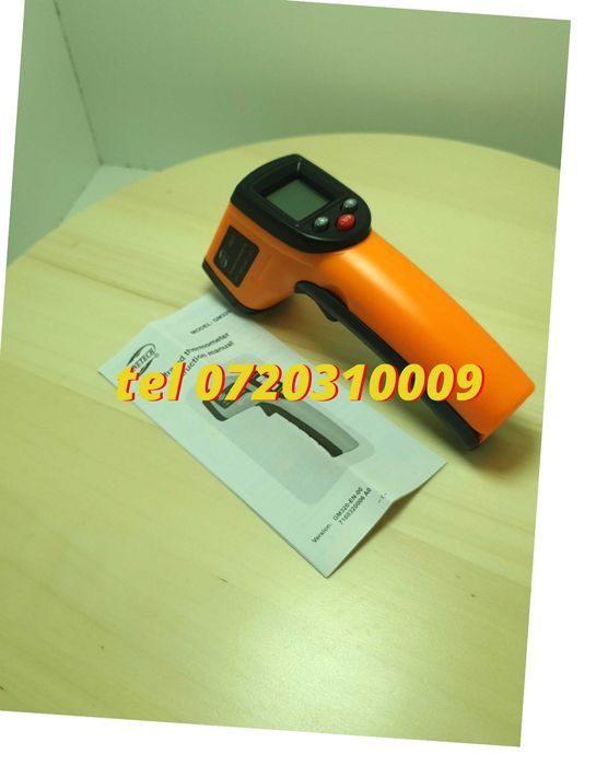 Termometru Industrial Optimus 380 Interval -50 +380 Grade C - Cu Afisaj Luminat , Portocaliu Negru Pentru Utilizare Tehnica Sau Decorativa