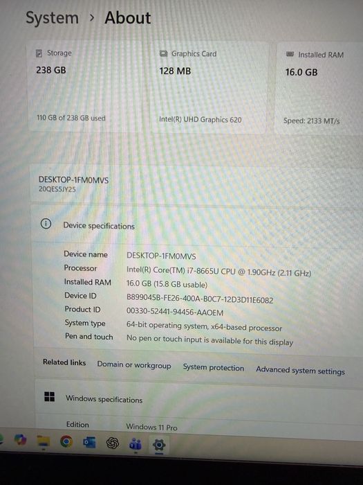 Lenovo thinkpad p53s, i7 8665u, 24gb, video dedicat Nvidia Quadro p520