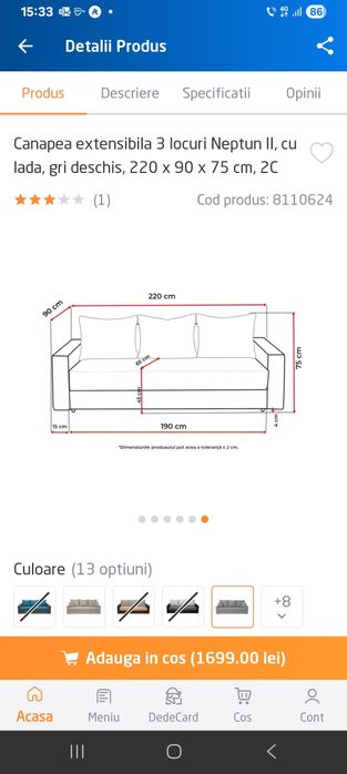 Vand canapea extensibila