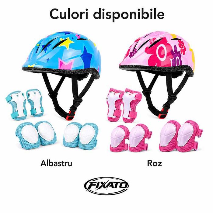 Set Protectie Pentru Copii 7 in 1, Casca cu Marime Reglabila, Genunchiere, Cotiere si Aparatori Incheieturi pentru Bicicleta, Trotineta, Role