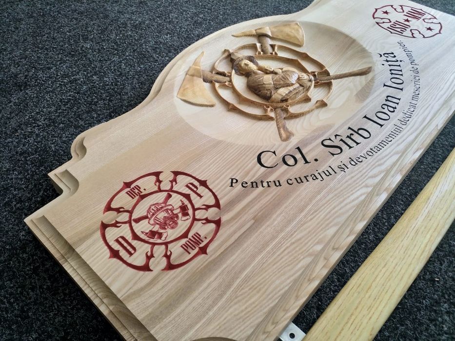 Panoplie lemn - cadou pensionare pompier