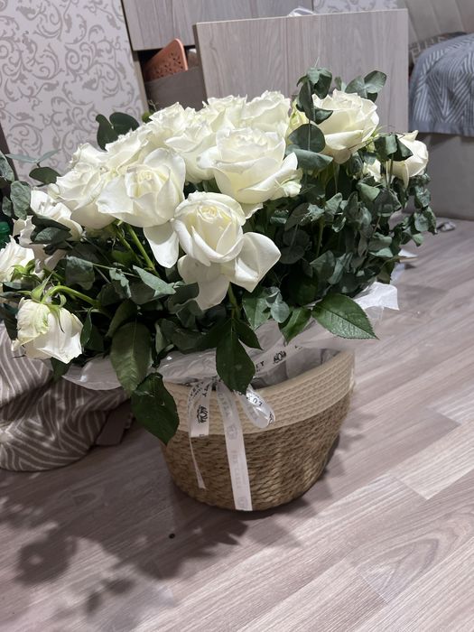 Цветы алматы 35 розы белый