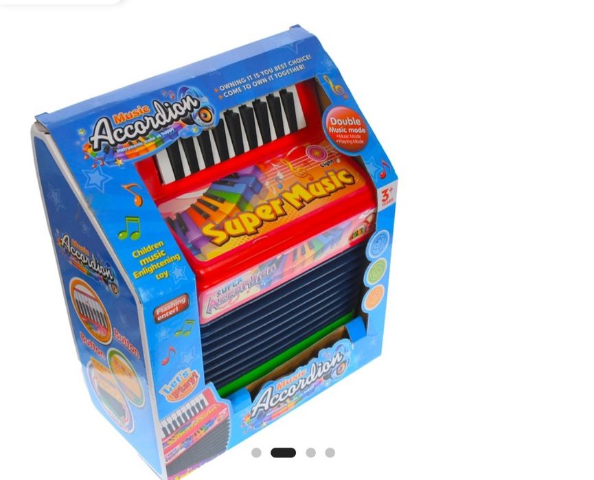 Детски акордеон син и жълт, червен