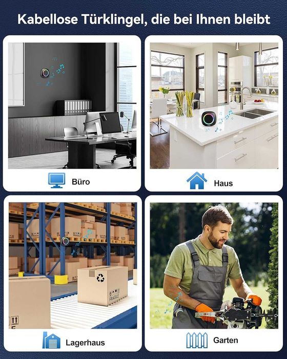 TECKNET безжичен звънец IP66 400 м с RGB индикация