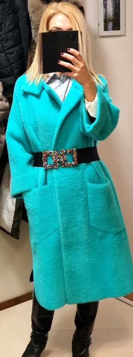 Дамско палто тип халат в бонбонен цвят