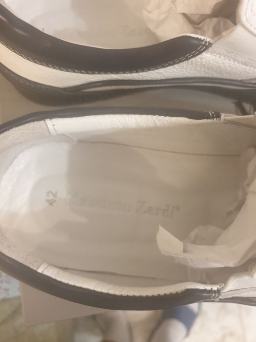 Мъжки кожени обувки Масимо Зарди бяло/сини