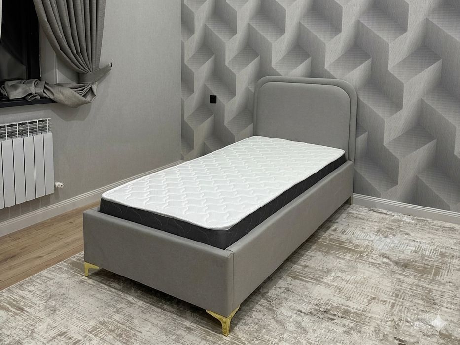 Элегантная кровать с мягким изголовьем на заказ | Любой цвет |