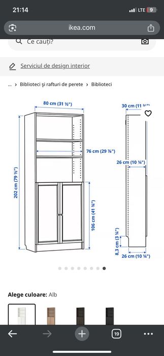 Bibliotecă Ikea cu uși