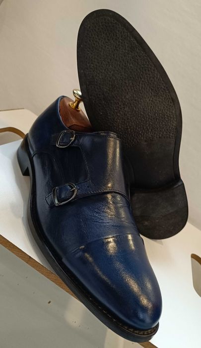 Pantofi monk lucrati manual Old Signature piele naturala moale navy