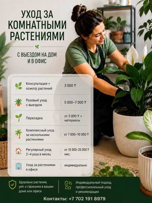 Уход за комнатными растениями с выездом на дом и офис.