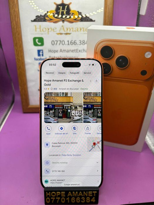 HOPE AMANET P2-Iphone 17 pro desigilat de proba 256 GB/100%-0 cicl