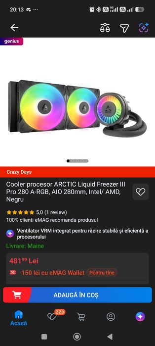 racire pe lichid Arctic freezer 3 280 aio cooler