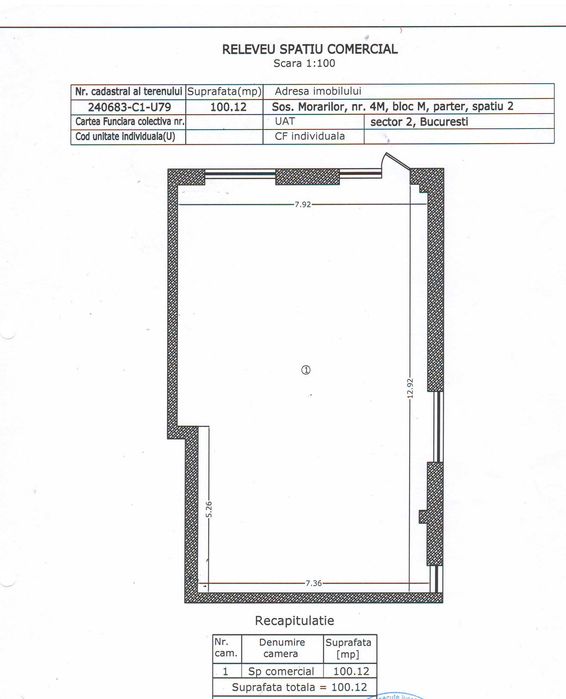 Spațiu comercial de inchiriat în complexul Hercesa Vivenda – 100 mp.