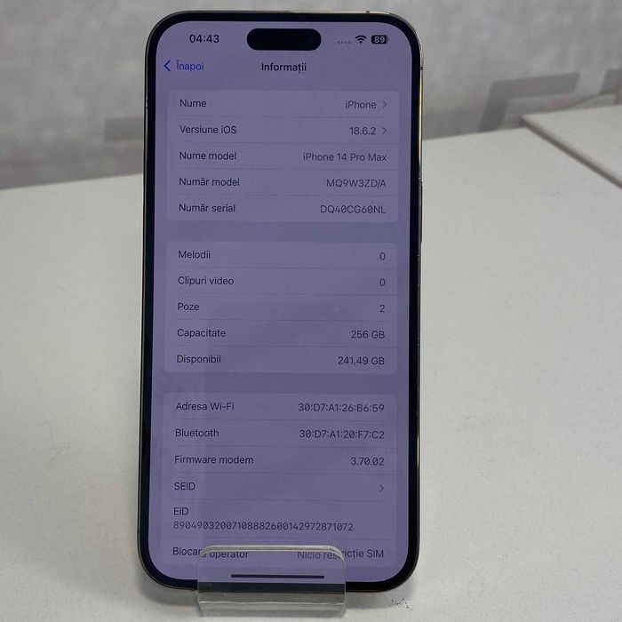 (AG13)Telefon Apple iPhone 14 Pro Max 84% baterie (b.55820) Garantie 2 ani!